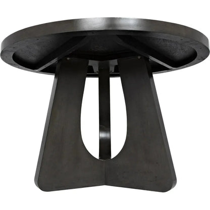 48" Nobuko Wood Black Round Dining Table-Dining Tables-Noir-LOOMLAN