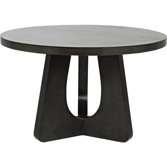 48" Nobuko Wood Black Round Dining Table-Dining Tables-Noir-LOOMLAN