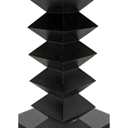 48" Zig-Zag Wood Black Round Dining Table-Dining Tables-Noir-LOOMLAN