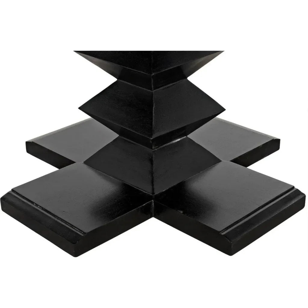 48" Zig-Zag Wood Black Round Dining Table-Dining Tables-Noir-LOOMLAN