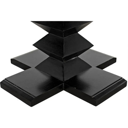 48" Zig-Zag Wood Black Round Dining Table-Dining Tables-Noir-LOOMLAN