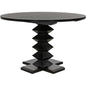 48" Zig-Zag Wood Black Round Dining Table-Dining Tables-Noir-LOOMLAN