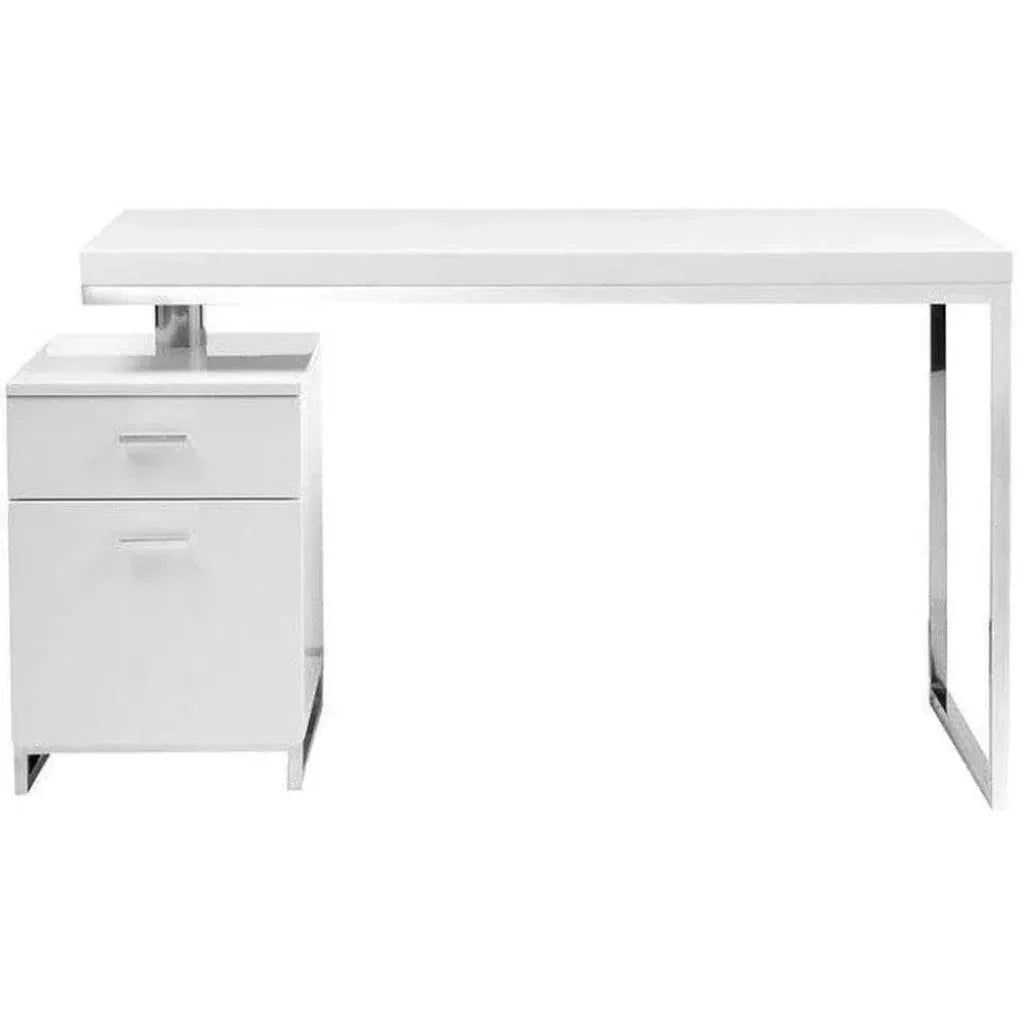 51 Inch White Modern Executive Desk-Home Office Desks-Moe's Home-LOOMLAN
