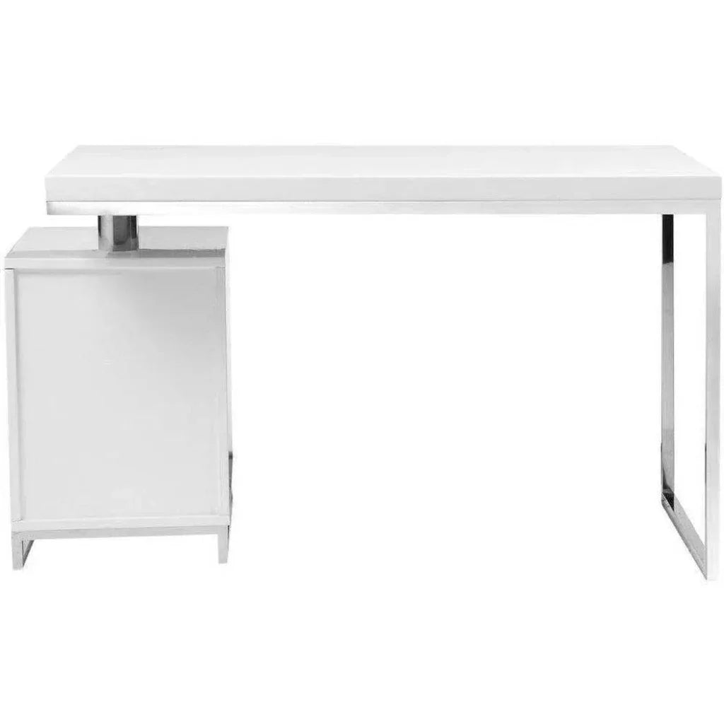 51 Inch White Modern Executive Desk-Home Office Desks-Moe's Home-LOOMLAN