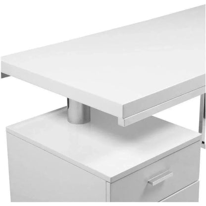 51 Inch White Modern Executive Desk-Home Office Desks-Moe's Home-LOOMLAN