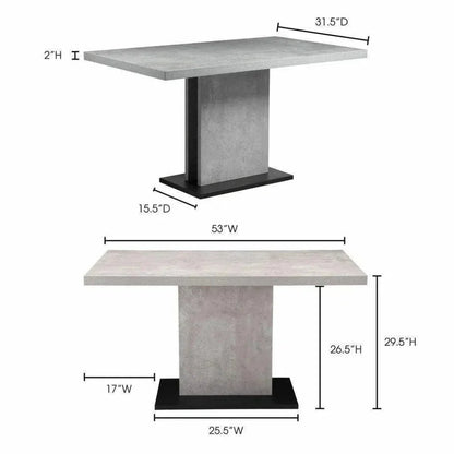 53 Inch Dining Table Grey Contemporary-Dining Tables-Moe's Home-LOOMLAN