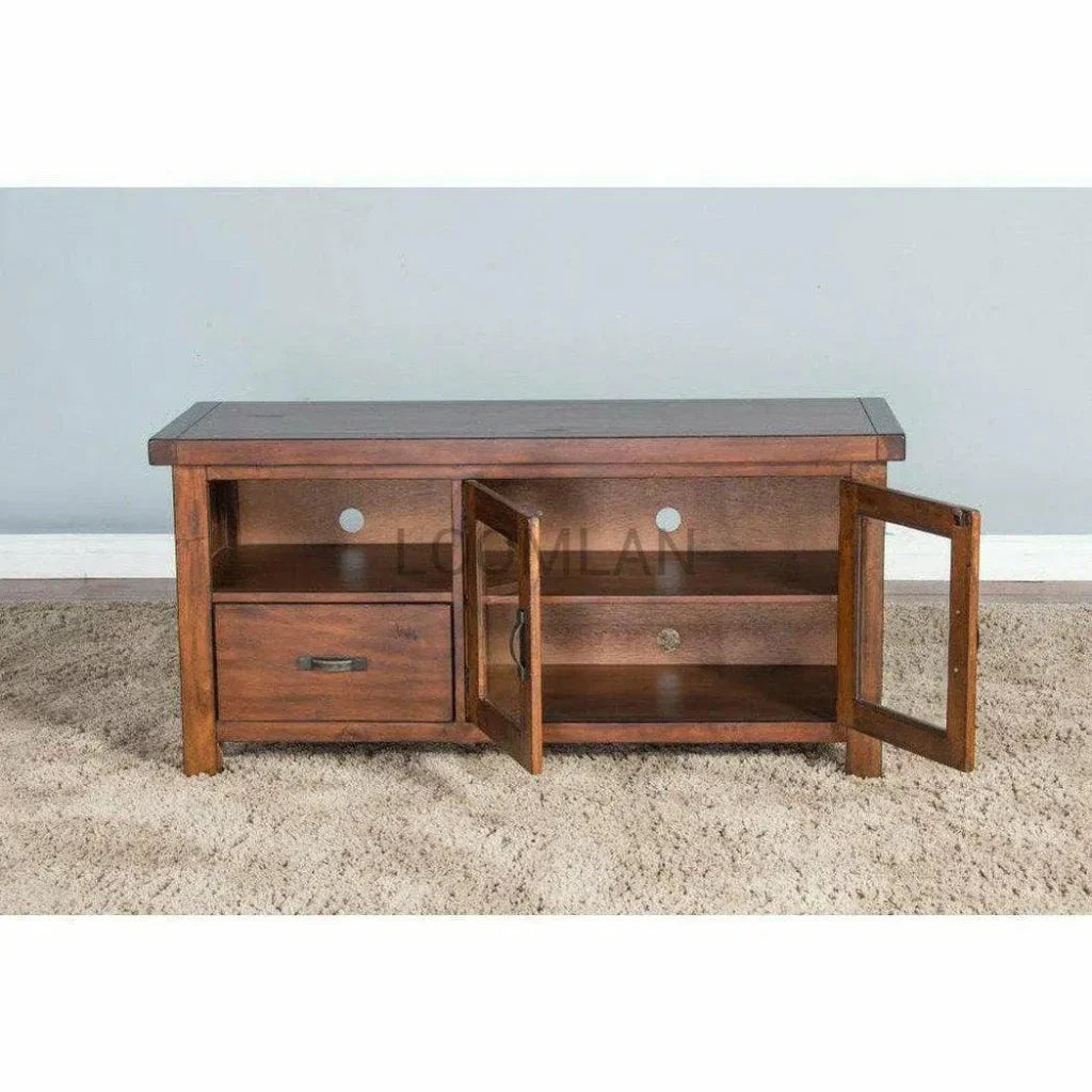 54" TV Stand Glass Doors Storage Drawers - LOOMLAN - Sunny D - TV Stands & Media Centers