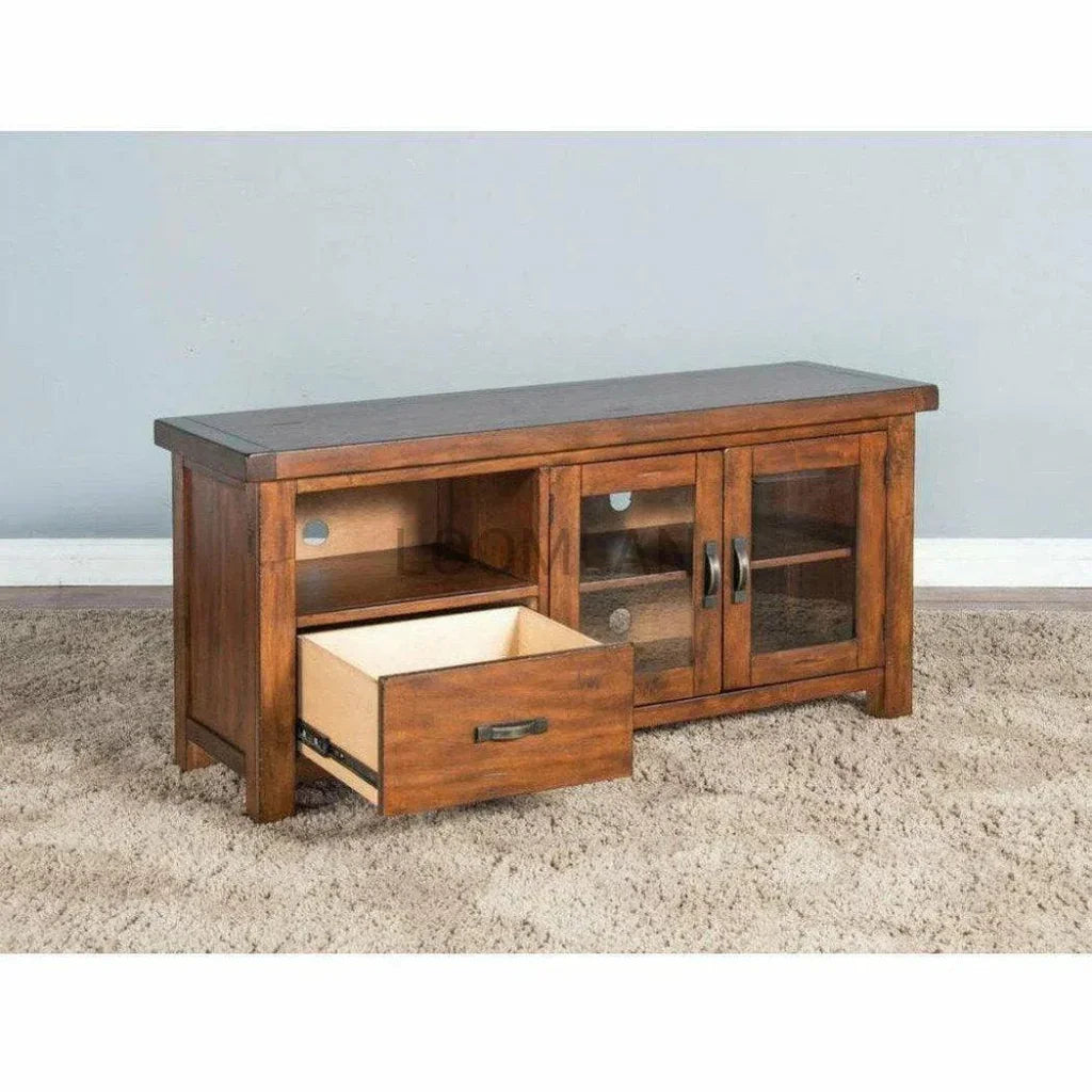 54" TV Stand Glass Doors Storage Drawers - LOOMLAN - Sunny D - TV Stands & Media Centers