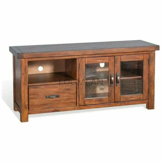 54" TV Stand Glass Doors Storage Drawers - LOOMLAN - Sunny D - TV Stands & Media Centers