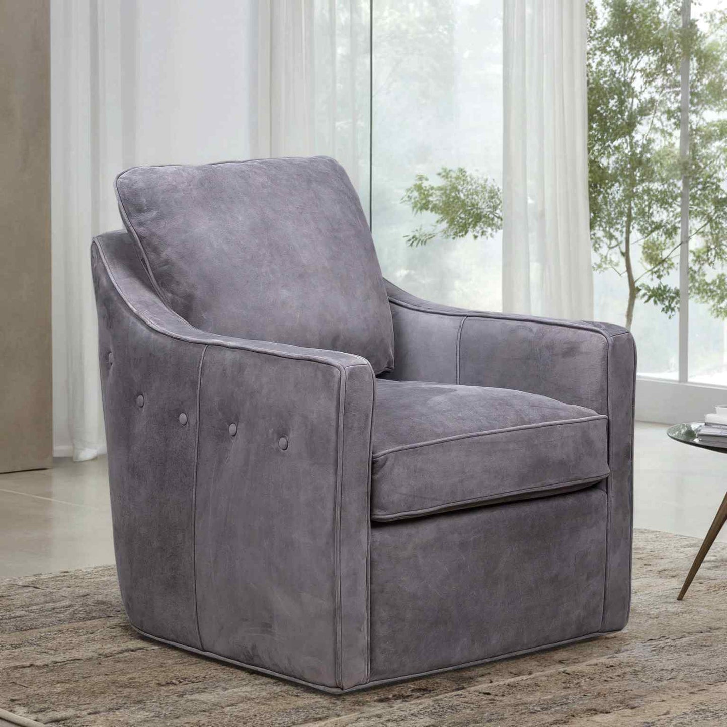 Button Ultimate Style Leather Swivel Chair