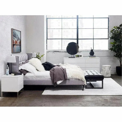 56 Inch Leather Bench Black Modern - LOOMLAN - Moe's Home - Bedroom Benches