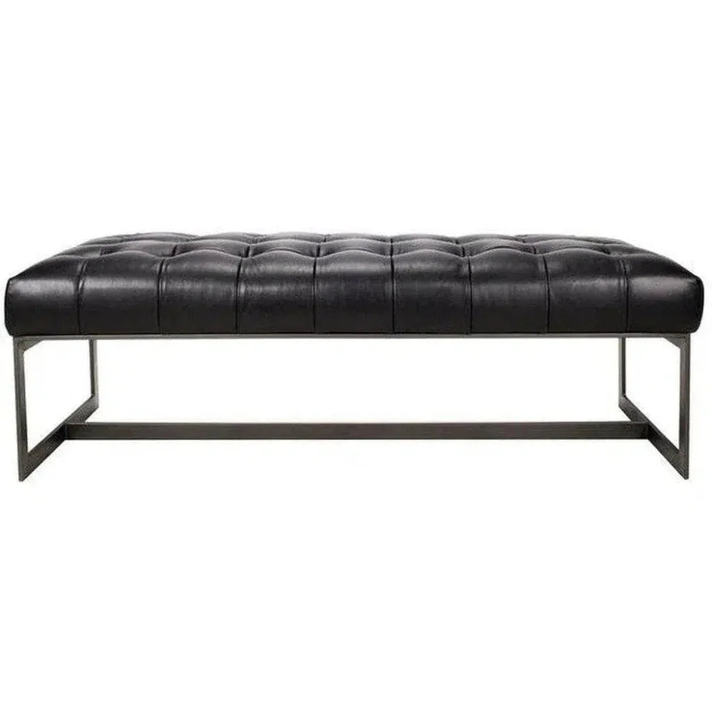 56 Inch Leather Bench Black Modern - LOOMLAN - Moe's Home - Bedroom Benches