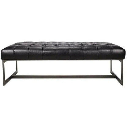 56 Inch Leather Bench Black Modern - LOOMLAN - Moe's Home - Bedroom Benches
