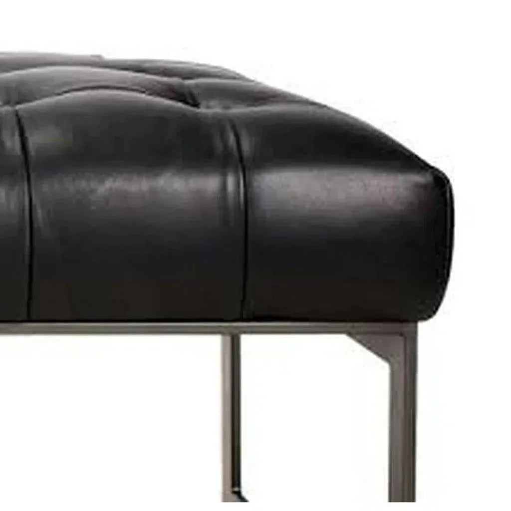 56 Inch Leather Bench Black Modern - LOOMLAN - Moe's Home - Bedroom Benches