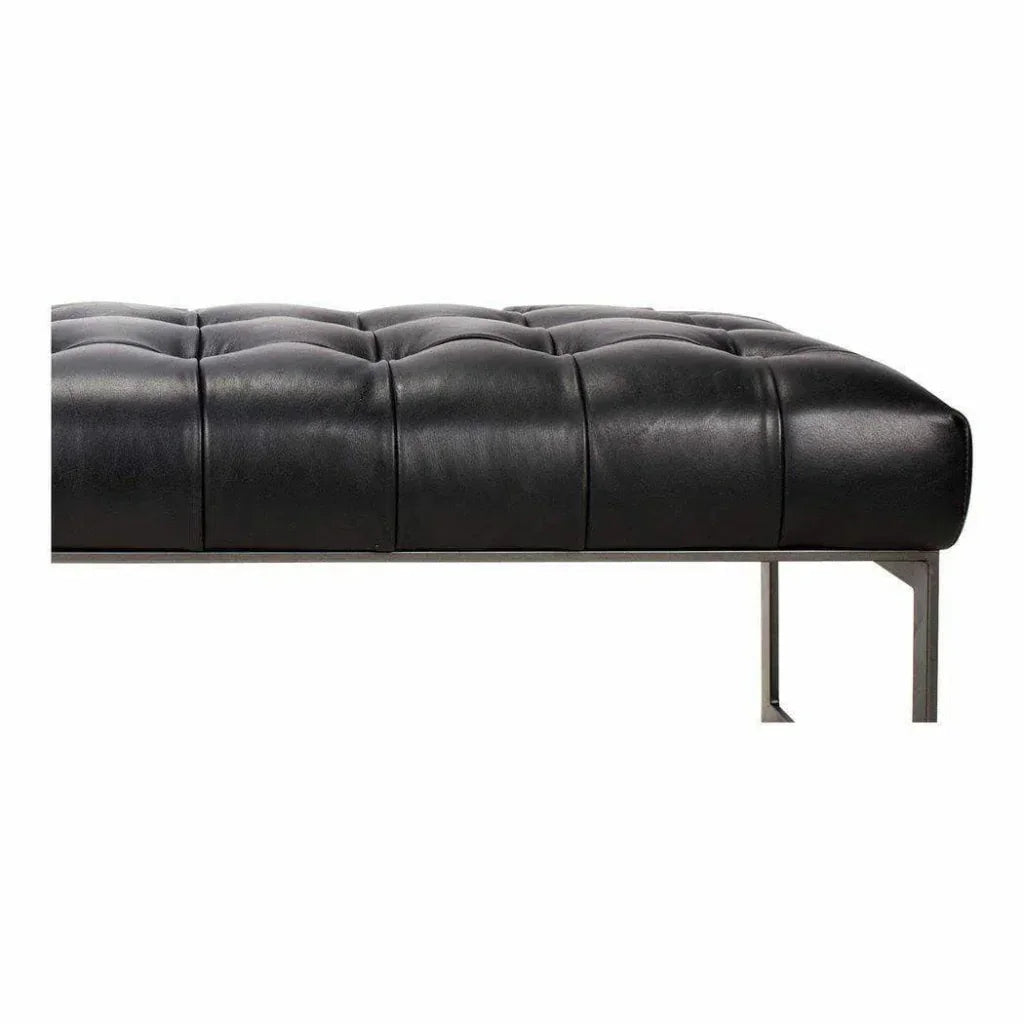56 Inch Leather Bench Black Modern - LOOMLAN - Moe's Home - Bedroom Benches