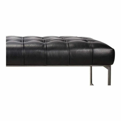 56 Inch Leather Bench Black Modern - LOOMLAN - Moe's Home - Bedroom Benches