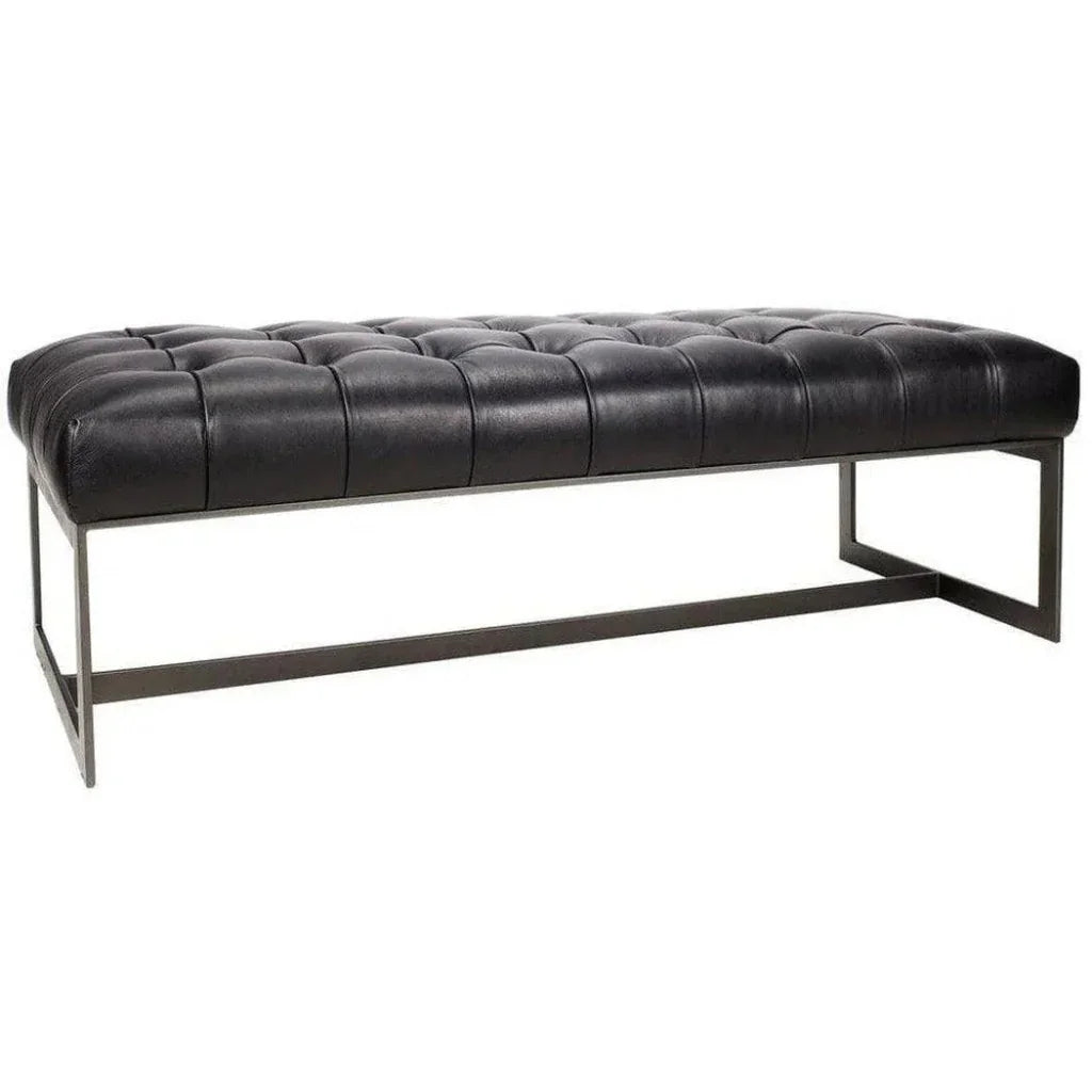 56 Inch Leather Bench Black Modern - LOOMLAN - Moe's Home - Bedroom Benches