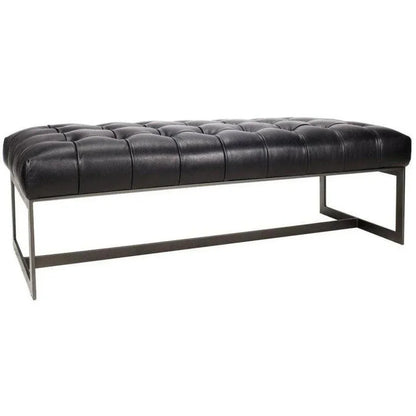 56 Inch Leather Bench Black Modern - LOOMLAN - Moe's Home - Bedroom Benches