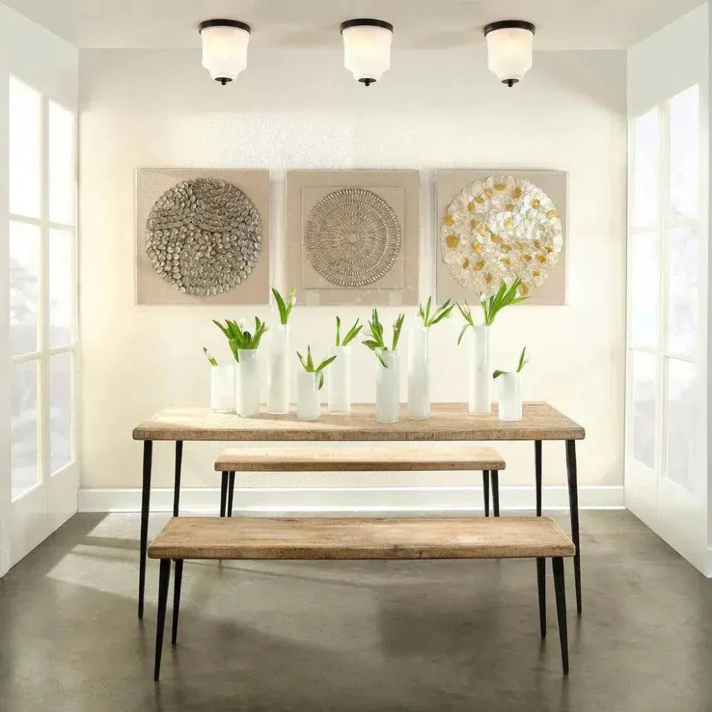 57" Wood Top Metal Base Dining Bench - LOOMLAN - Jamie Young - Dining Benches