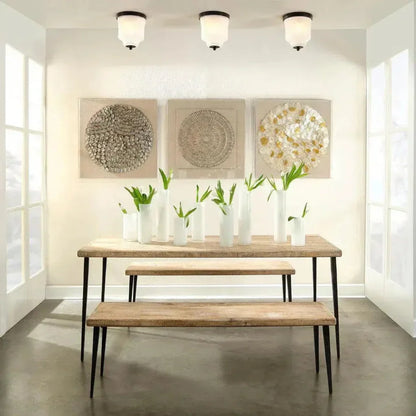 57" Wood Top Metal Base Dining Bench - LOOMLAN - Jamie Young - Dining Benches