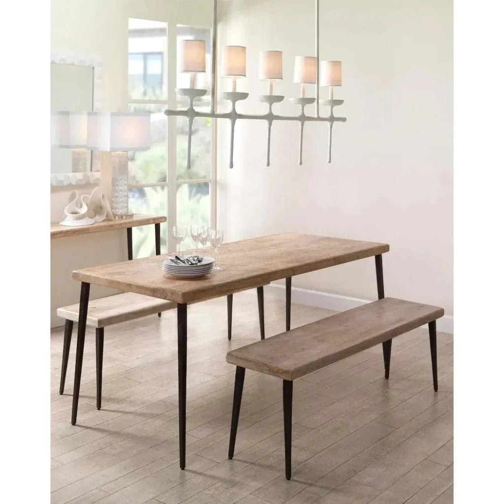 57" Wood Top Metal Base Dining Bench - LOOMLAN - Jamie Young - Dining Benches