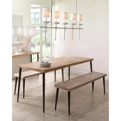 57" Wood Top Metal Base Dining Bench - LOOMLAN - Jamie Young - Dining Benches