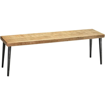 57" Wood Top Metal Base Dining Bench - LOOMLAN - Jamie Young - Dining Benches
