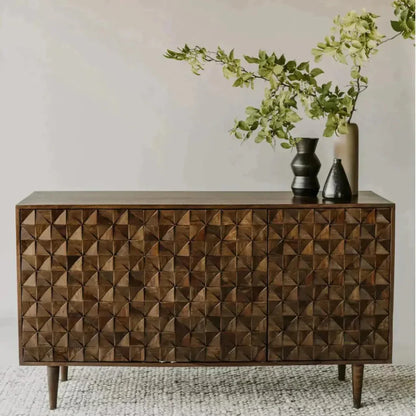 58 Inch 3 Door Brown Sideboard Mid - Century - LOOMLAN - Moe's Home - Sideboards