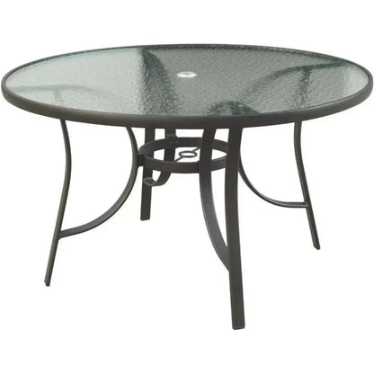 5PC Outdoor Round Dining Table Set Stacking Chairs-Outdoor Dining Sets-LOOMLAN-LOOMLAN