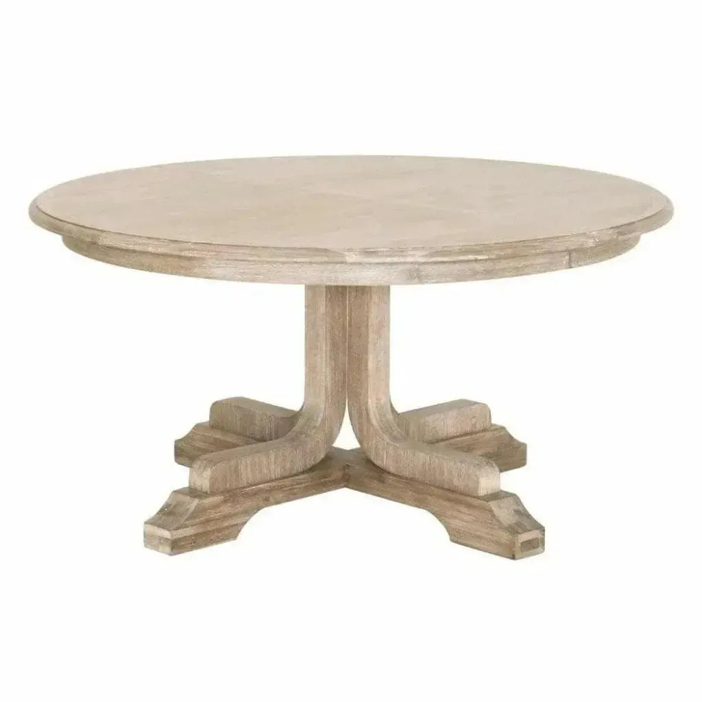 60-77" Round to Oval Extendable Dining Table Solid Wood-Dining Tables-Essentials For Living-LOOMLAN