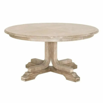 60-77" Round to Oval Extendable Dining Table Solid Wood-Dining Tables-Essentials For Living-LOOMLAN