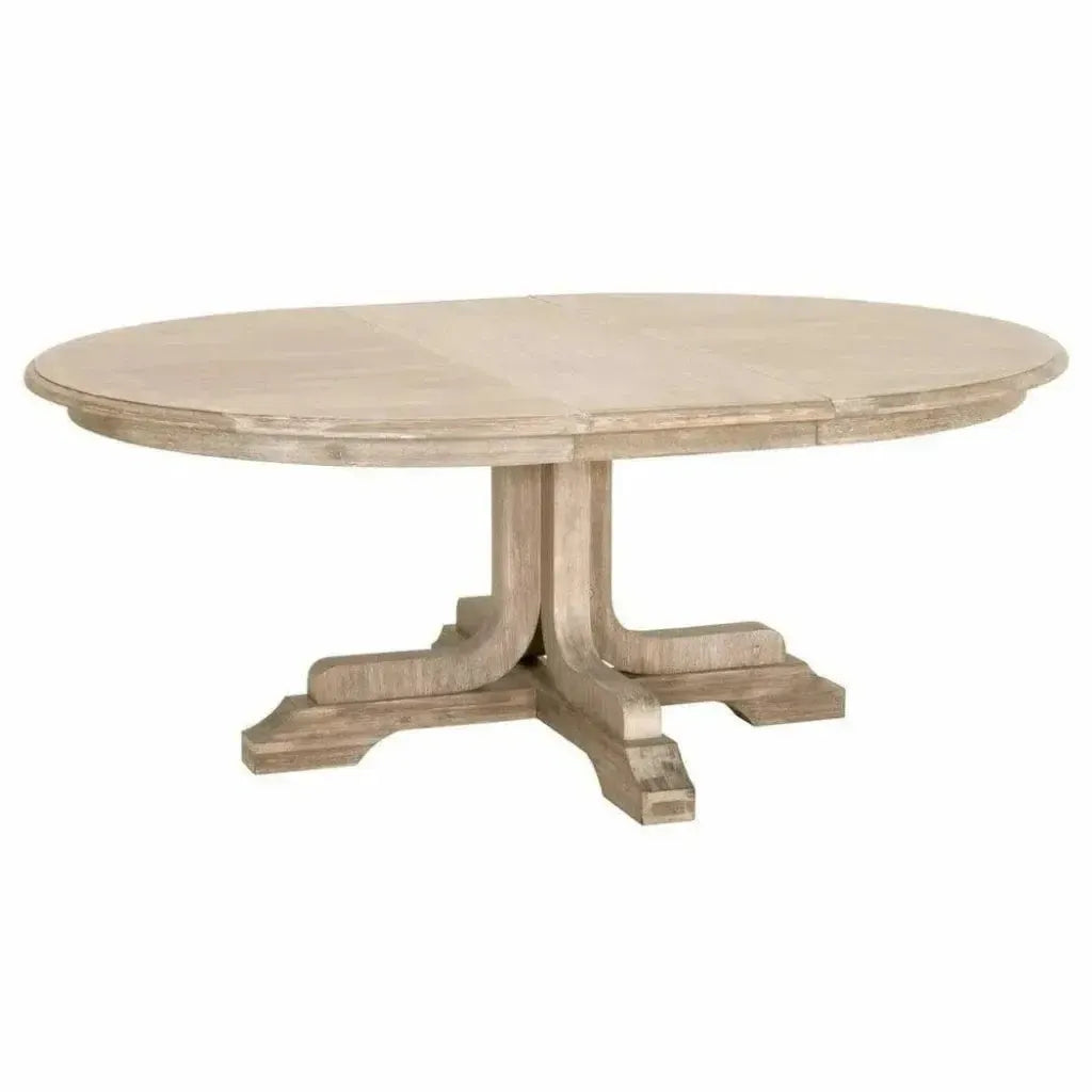 60-77" Round to Oval Extendable Dining Table Solid Wood-Dining Tables-Essentials For Living-LOOMLAN