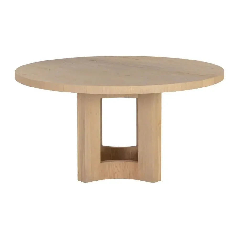 60" Elma Wooden Round Dining Table-Dining Tables-SUNPAN-LOOMLAN