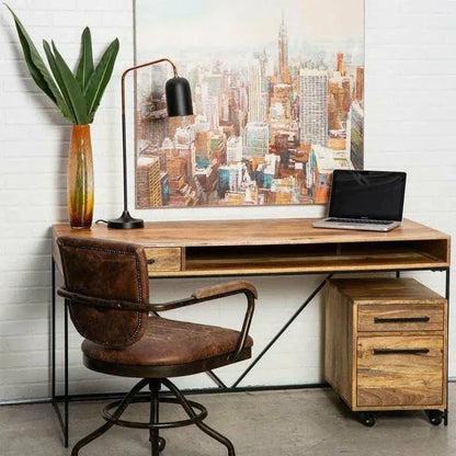 60 Inch Desk Natural Scandinavian-Home Office Desks-Moe's Home-LOOMLAN