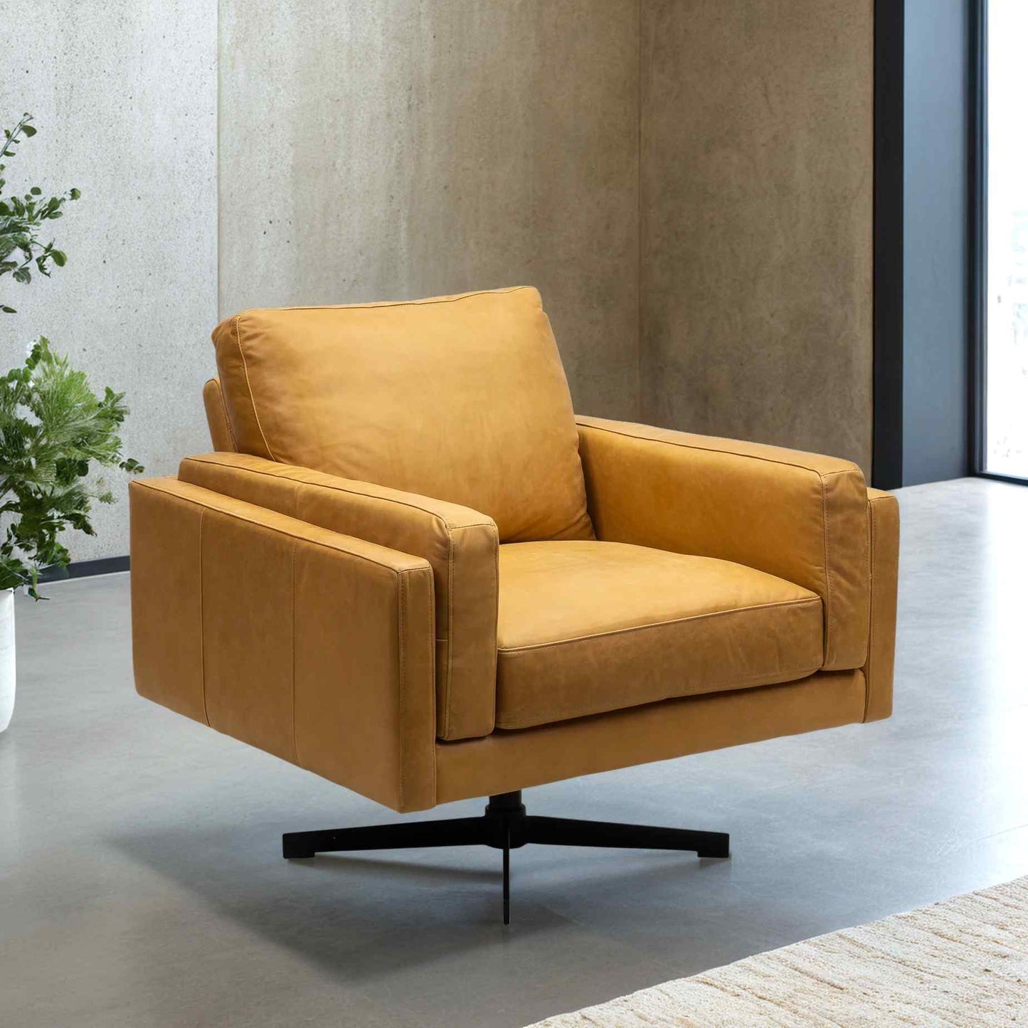 Spencer Leather Modern Swivel Chair