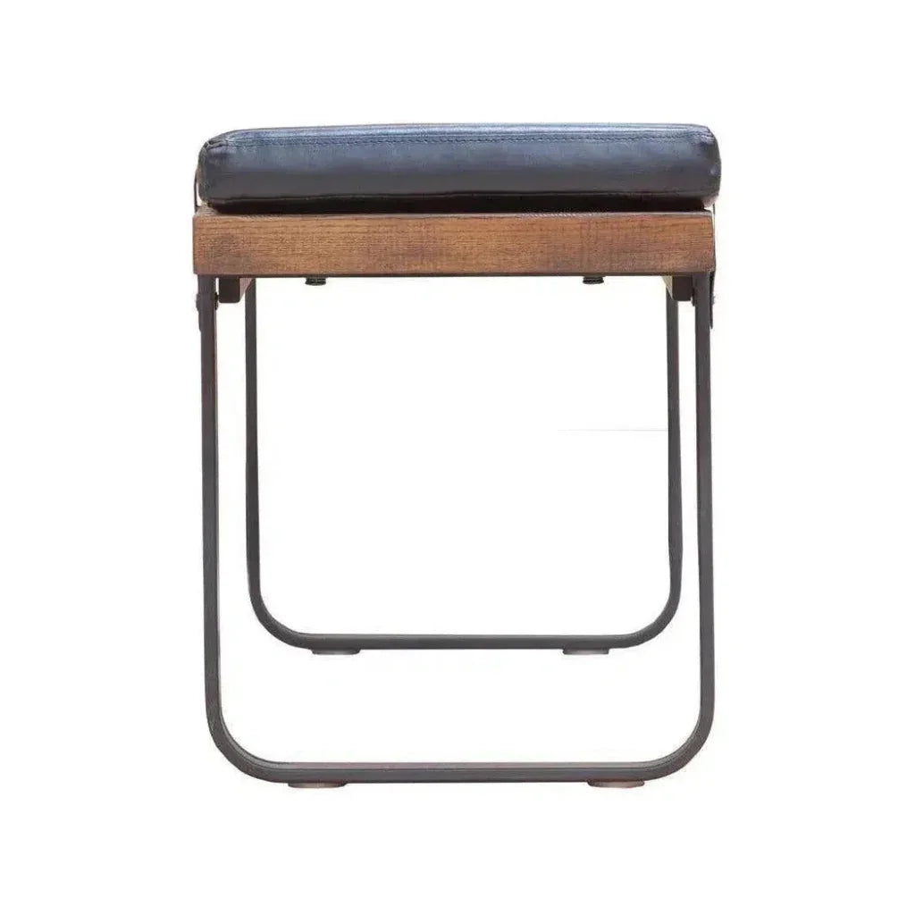 61" Black Leather Padded Seat Bench for Dining Room - LOOMLAN - LH Imports - Dining Benches