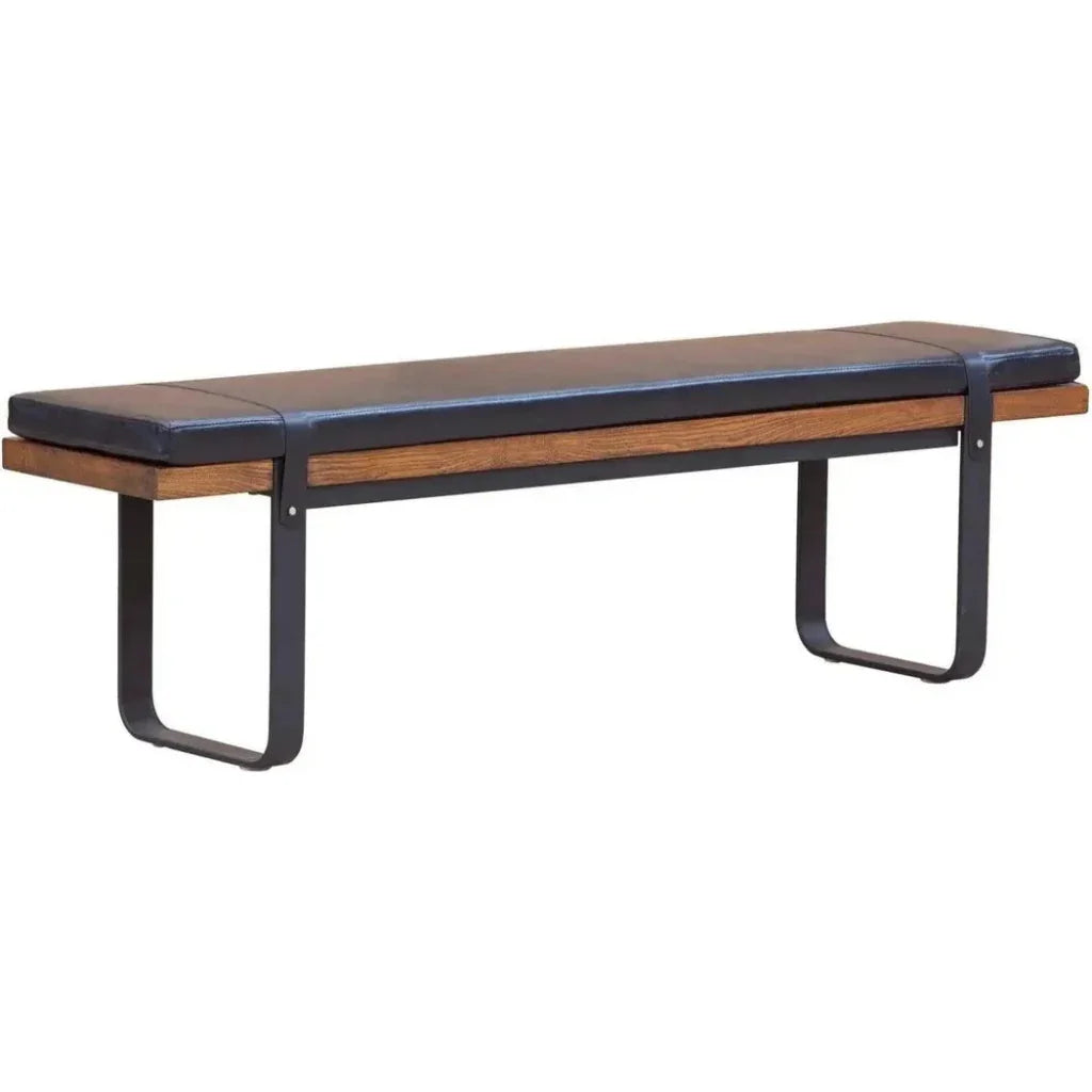 61" Black Leather Padded Seat Bench for Dining Room - LOOMLAN - LH Imports - Dining Benches