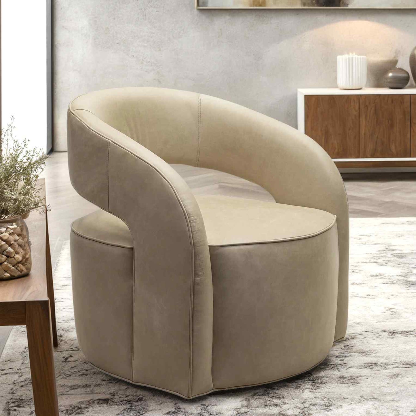 Carmel Leather Modern Elegance Swivel Chair
