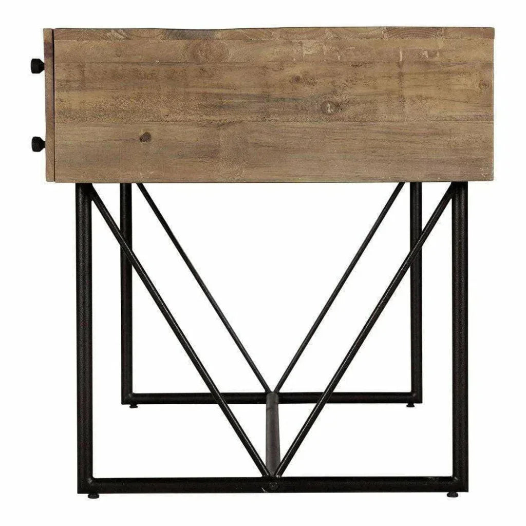 63 Inch Desk Natural Rustic-Home Office Desks-Moe's Home-LOOMLAN