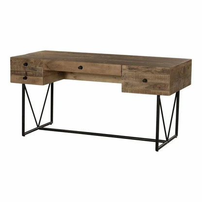 63 Inch Desk Natural Rustic-Home Office Desks-Moe's Home-LOOMLAN