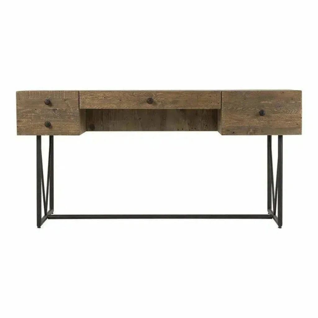 63 Inch Desk Natural Rustic-Home Office Desks-Moe's Home-LOOMLAN