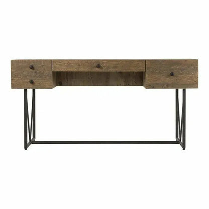 63 Inch Desk Natural Rustic-Home Office Desks-Moe's Home-LOOMLAN