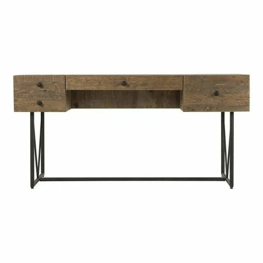 63 Inch Desk Natural Rustic-Home Office Desks-Moe's Home-LOOMLAN