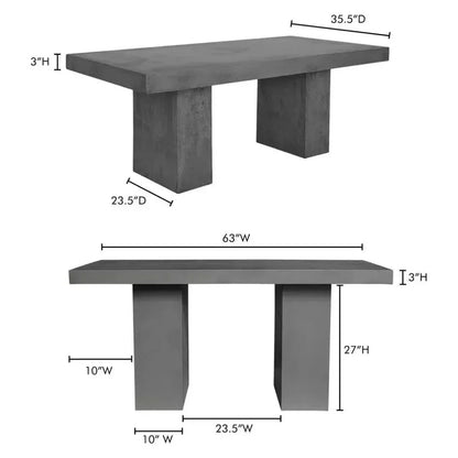 63 in Outdoor Dining Table Grey Contemporary-Outdoor Dining Tables-Moe's Home-LOOMLAN