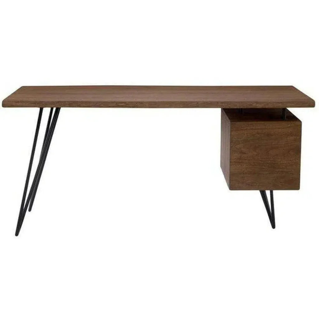 64 Inch Desk Brown Industrial-Home Office Desks-Moe's Home-LOOMLAN