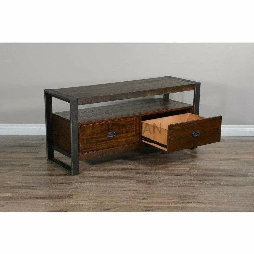 64" TV Stand Rustic Media Cabinet - LOOMLAN - Sunny D - TV Stands & Media Centers