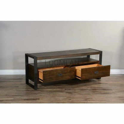 64" TV Stand Rustic Media Cabinet - LOOMLAN - Sunny D - TV Stands & Media Centers