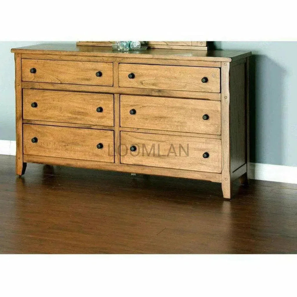 64x35" Rustic Wood Dresser for Small Bedroom - LOOMLAN - Sunny D - Dressers