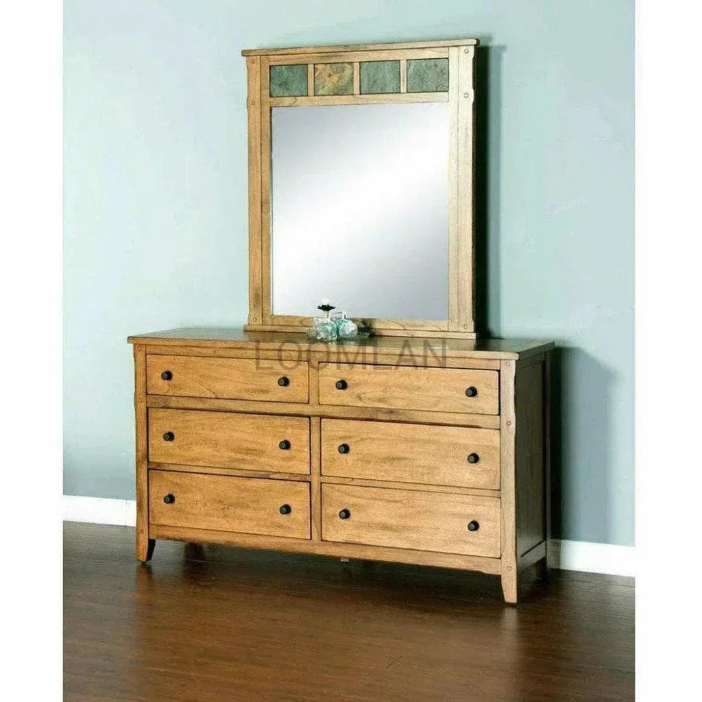 64x35" Rustic Wood Dresser for Small Bedroom - LOOMLAN - Sunny D - Dressers