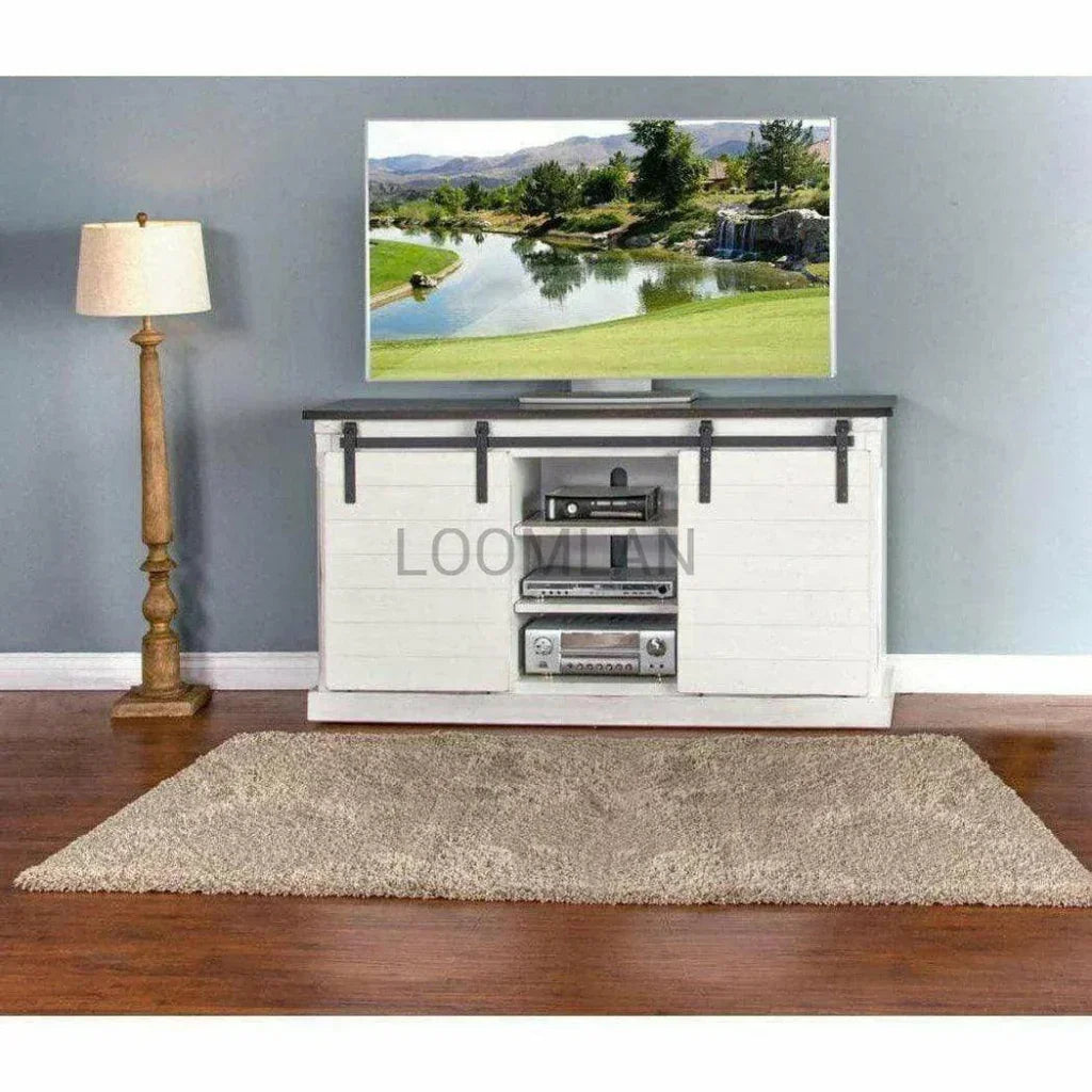 65" TV Stand Sliding Barn Doors Farmhouse - LOOMLAN - Sunny D - TV Stands & Media Centers